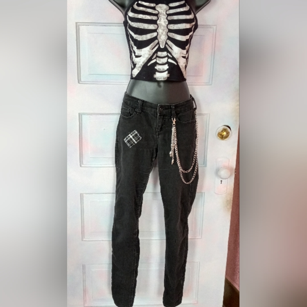 Frankensteins Monster & Bride mashup custom OOAK unique skinny jeans! - Picture 4 of 12